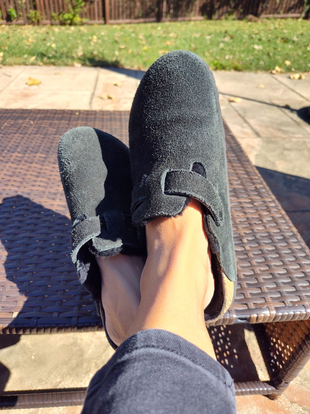 Birkenstock Fur-lined Black Suede Slip-On Clog Mules